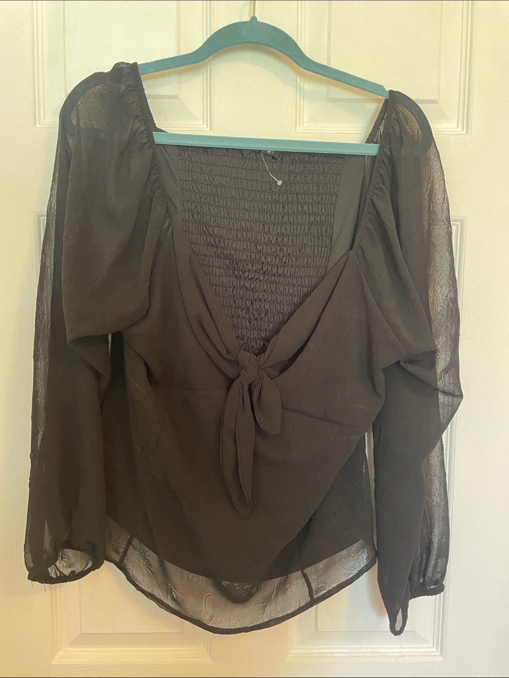 Papermoon Black Sheer Tie-Front Blouse